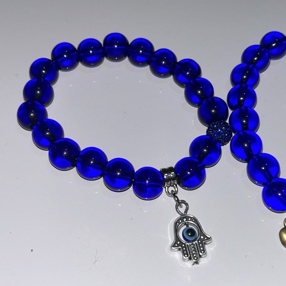 Blue Evil Eye & Heart Charm Bracelet Set - Picture 2 of 3